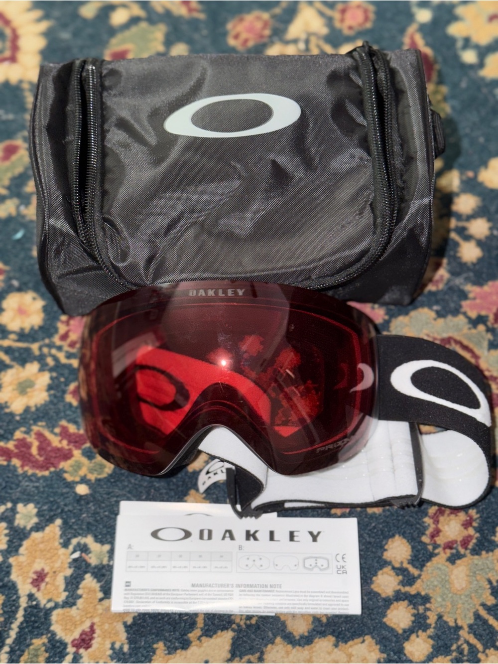 Oakley Flight Deck Matte Black Goggles with Rose-Red Lens